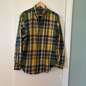 Ralph Lauren Green and Yellow Plaid Men's Shirt Lg
